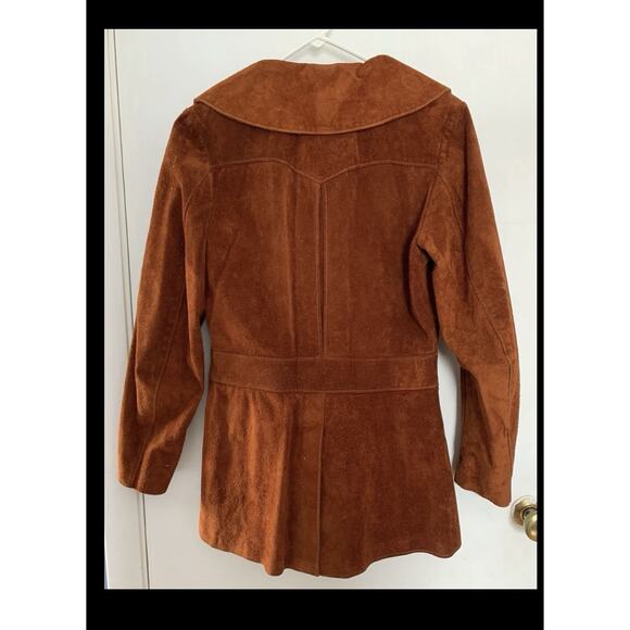 Vintage Walter Dyer Brown AztecRustic Raw Leather Coat Handmade princess Md - Picture 14 of 16